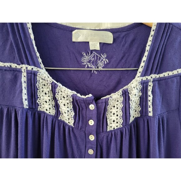 Eileen West Womens Modal Blue white nightgown shift size Small sleepwear sleep - Picture 3 of 8